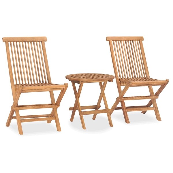 vidaXL Folding Patio Dining Set Outdoor Furniture 3 Piece Solid Wood Teak