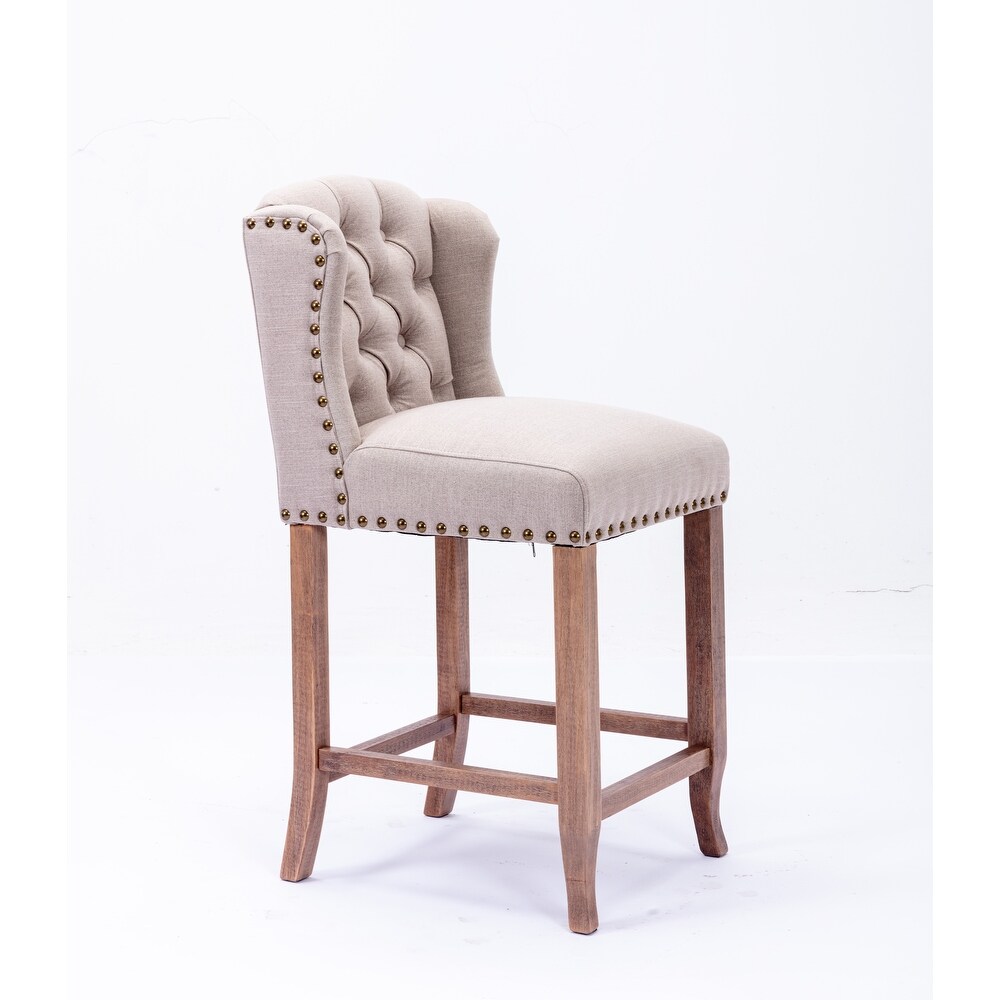 Bar Chairs with Tufted Upholstered Set of 2