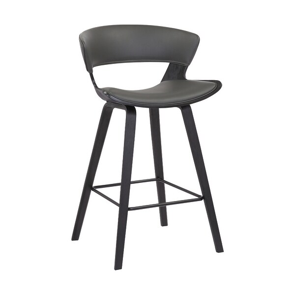 27 Inches Saddle Seat Leatherette Counter Stool， Gray