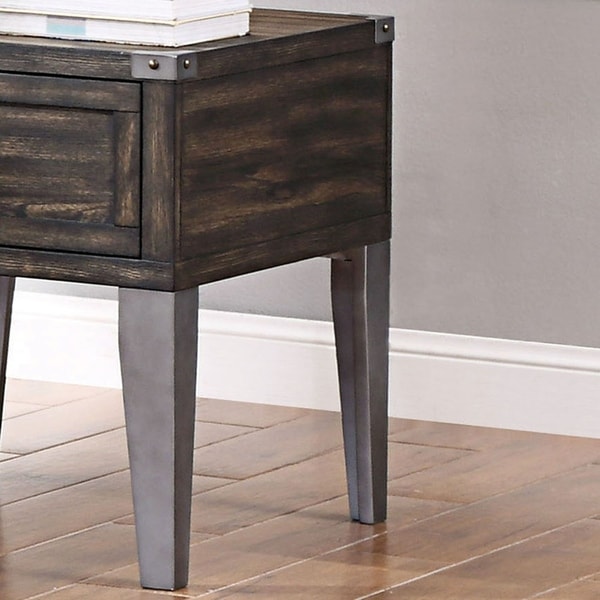 Furniture of America Sete Oak 25-inch Solid Wood 1-drawer Side Table