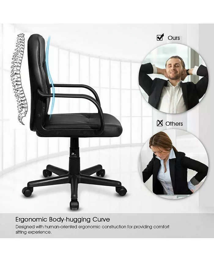 Costway Ergonomic Mid-Back Executive Office Swivel Computer Desk Chair