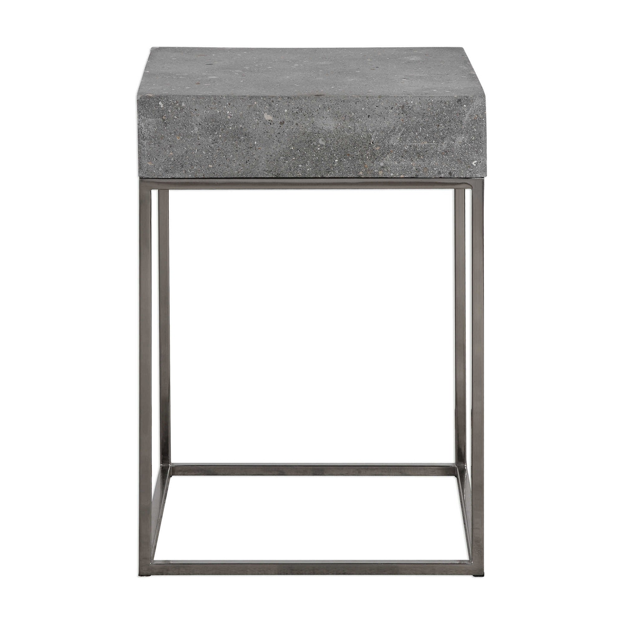 20” Handmade Concrete Accent in Stainless Steel Base Table