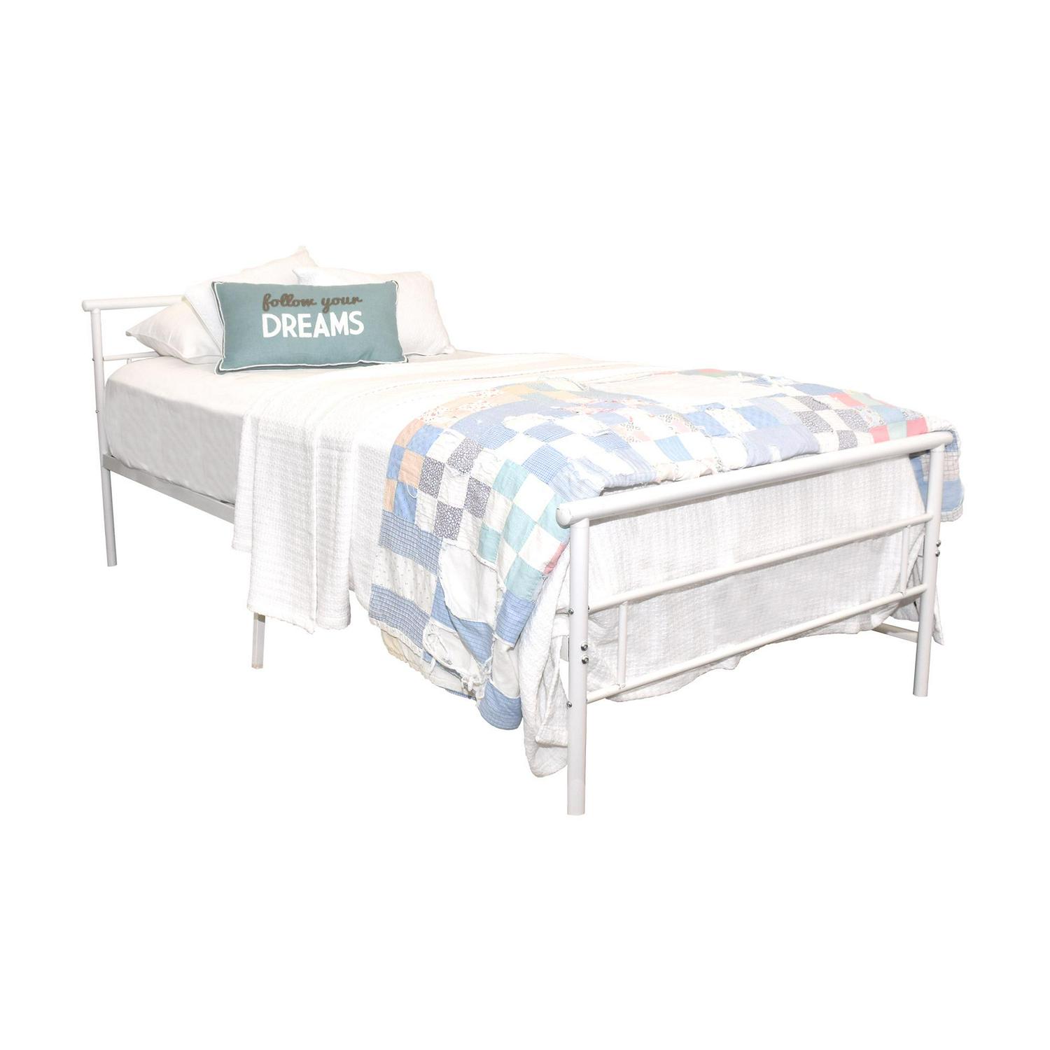 BK Furniture Seattle Classic Metal Bed， Twin， White