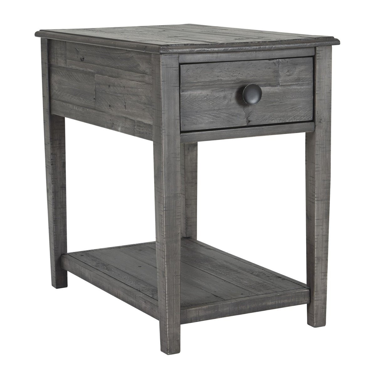 Farmhouse Style Wooden End Table with 1 Drawer and Open Bottom Shelf， Gray - 25 H x 17 W x 26 L Inches