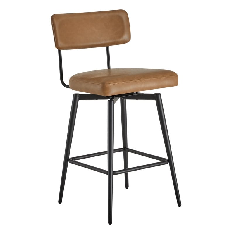 Elise Counter Height Swivel Bar Stool Chairs Set of 2 with Metal Frame