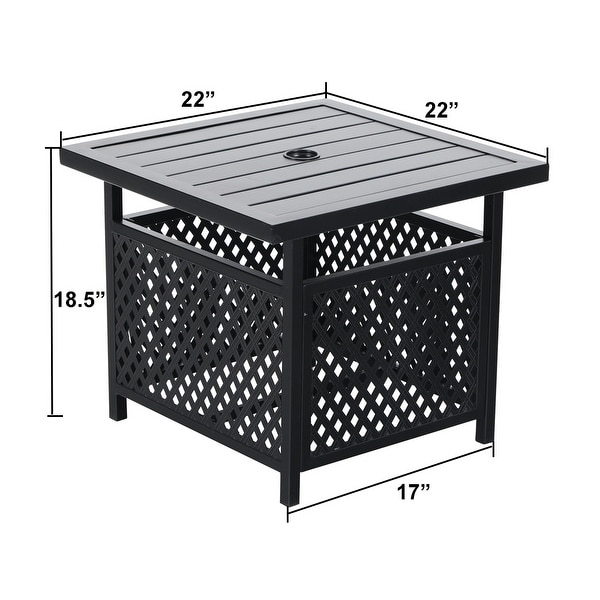 MAISON ARTS 3piece Patio Bistro Set，2 Rattan Swivel Chairs with Cushion and 1 Metal Table with Umbrella Hole