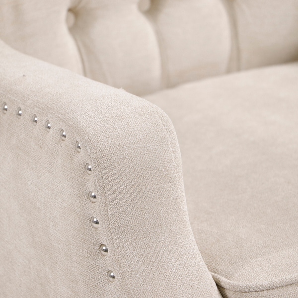 Livingroom Accent Chair， Armchair with Vintage Brass Studs， Button Tufted Upholstered Armchair Comfy Reading Chair for Bedroom