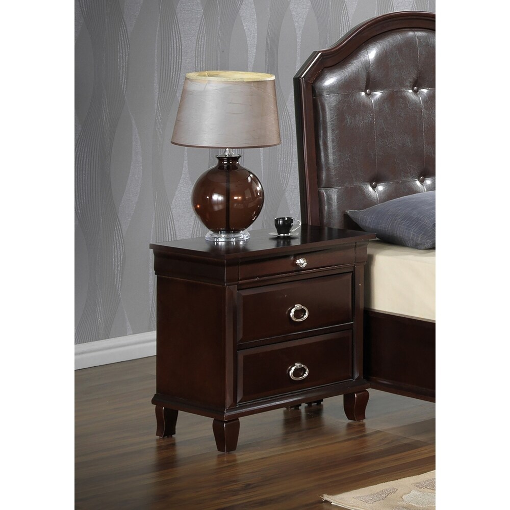 Triton 3 drawer Wood Nightstand