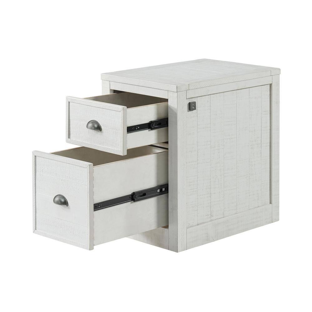 Martin Svensson Home Monterey White Stain File Cabinet with 2-Drawers and Fingerprint Lock 7908909