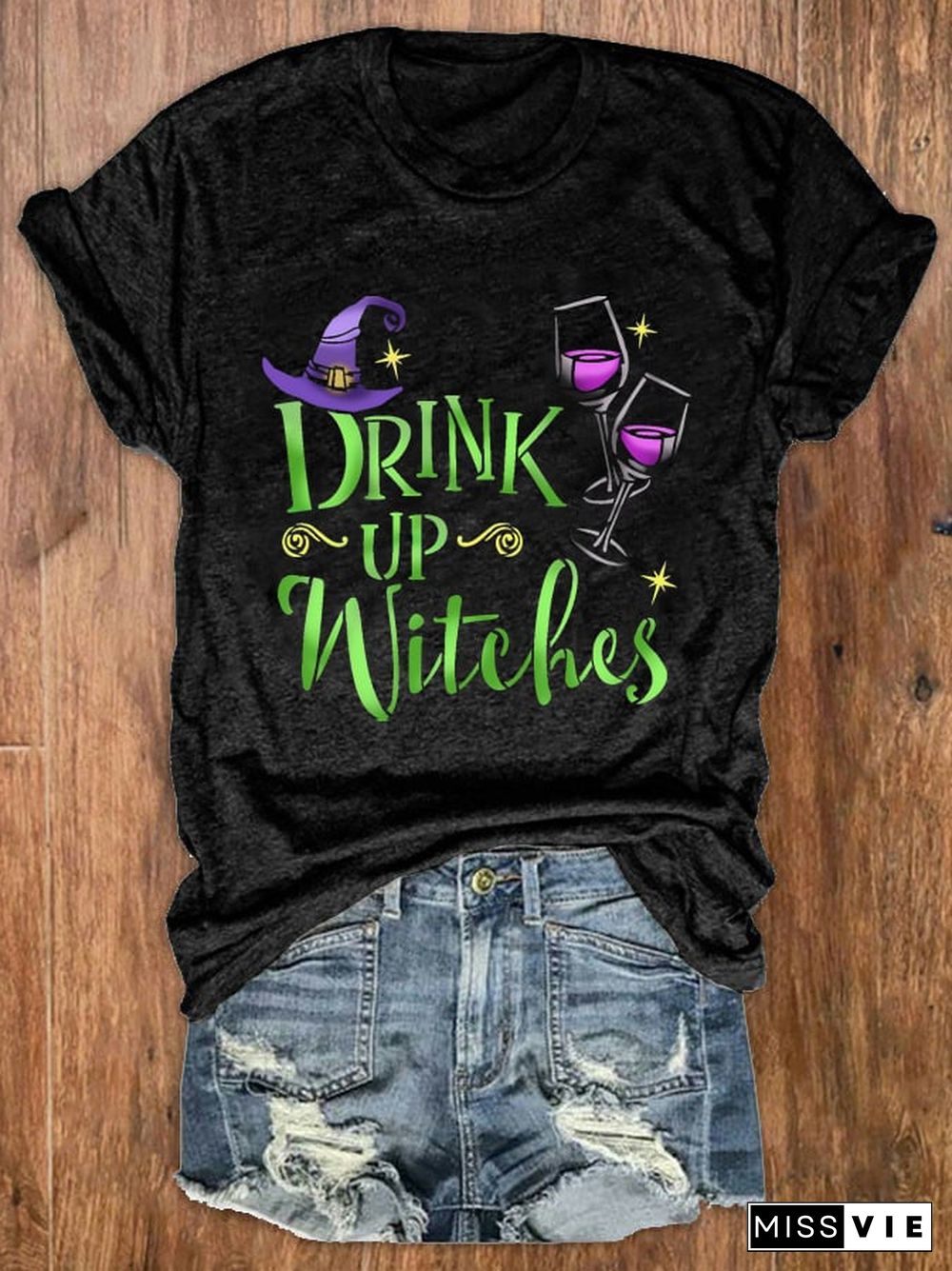 Women's Drink Up Witches Print T-shirt