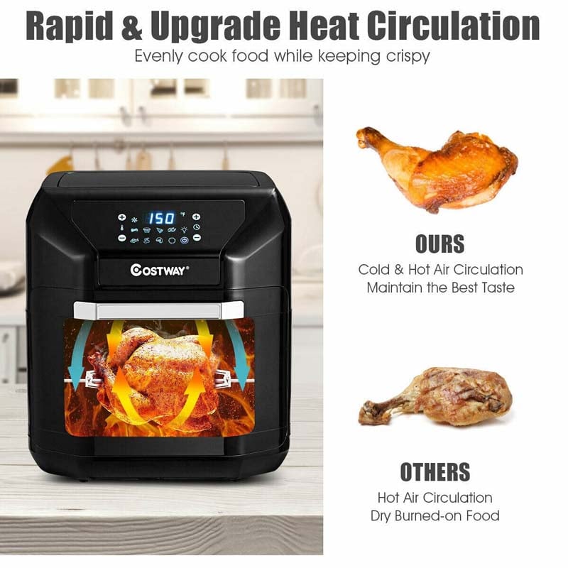 10.6 QT Electric Air Fryer Toaster Oven, 7-in-1 Kitchen Pizza Oven Oil-Less Cooker with Rotisserie