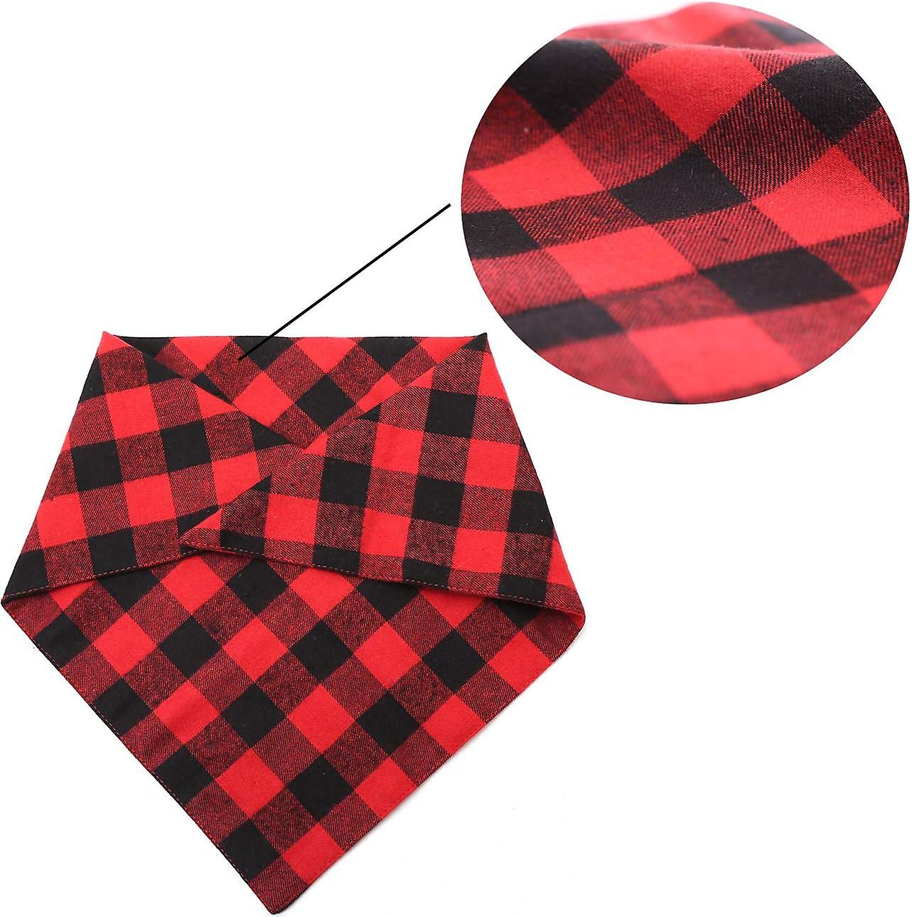 2 Pack Dog Bandana Christmas Classic Plaid Pet Bandana Scarf Triangle Bibs Kerchief Set Pet Costume Accessories-red Grid L