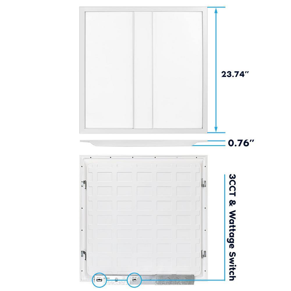 LUXRITE 2 ft. x 2 ft. 275033003850 Lumens Integrated LED Panel-Light 3 Color Options 3500K4000K5000K Dimmable (2-Pack) LR25705-2PK