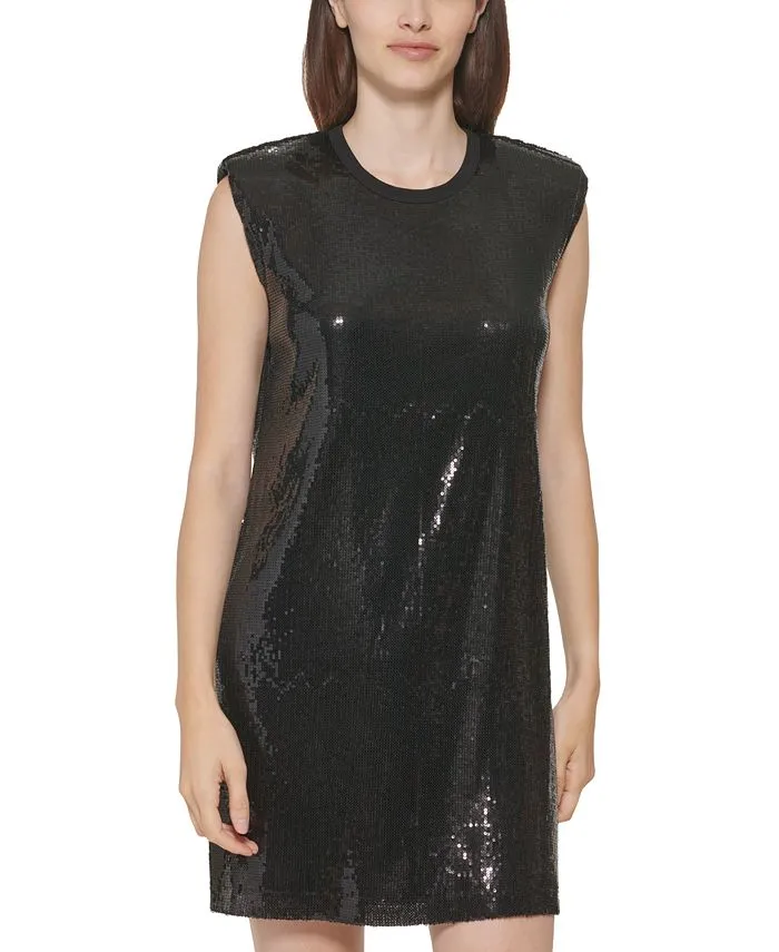 Sequined Sleeveless Shift Dress