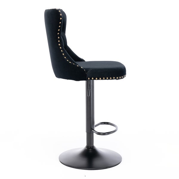 Swivel Velvet Barstools Adjusatble Seat Height from 25-33 Inch Upholstered Bar Stools with Backs