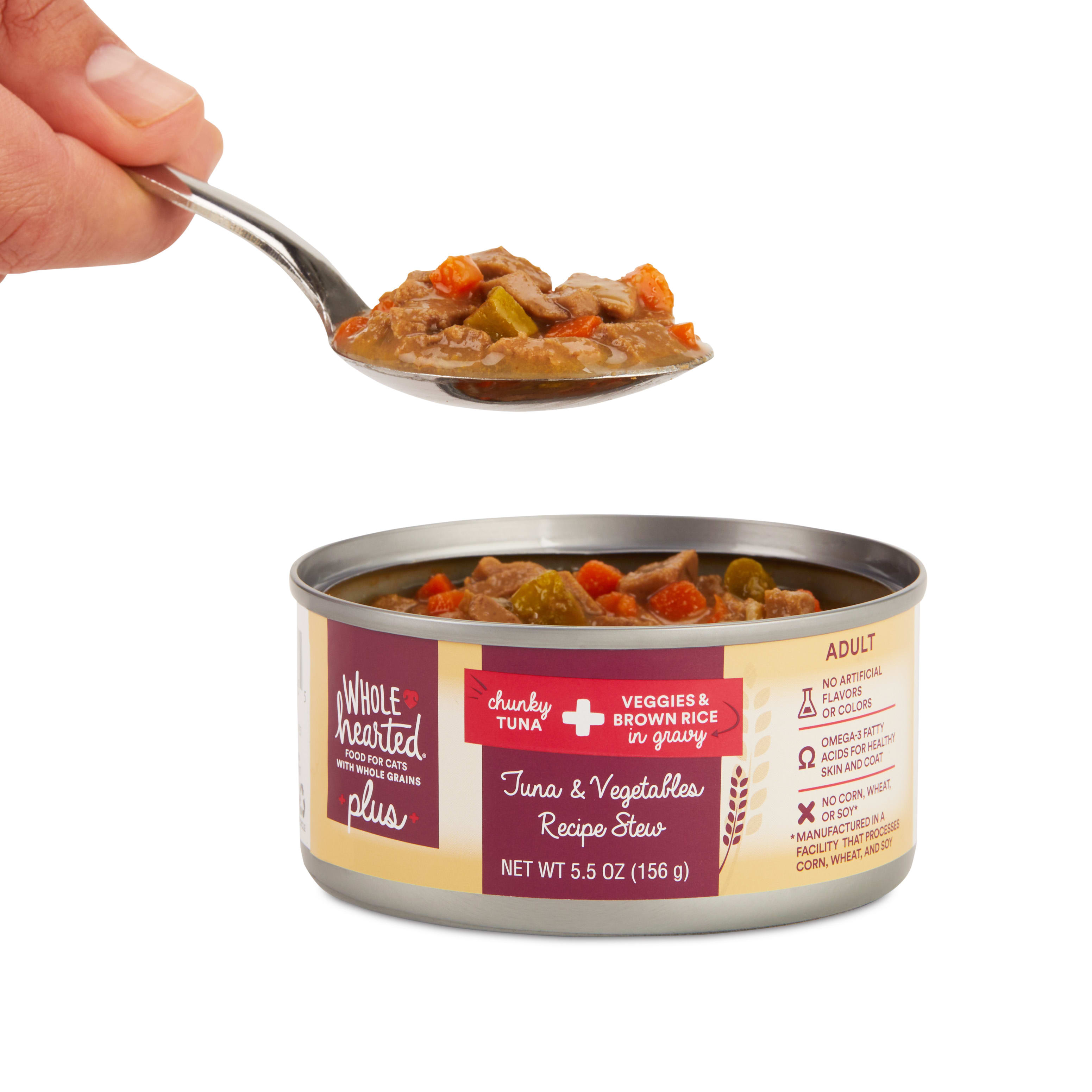 WholeHearted Plus Tuna  Vegetables Recipe Stew Wet Cat Food， 5.5 oz.， Case of 12