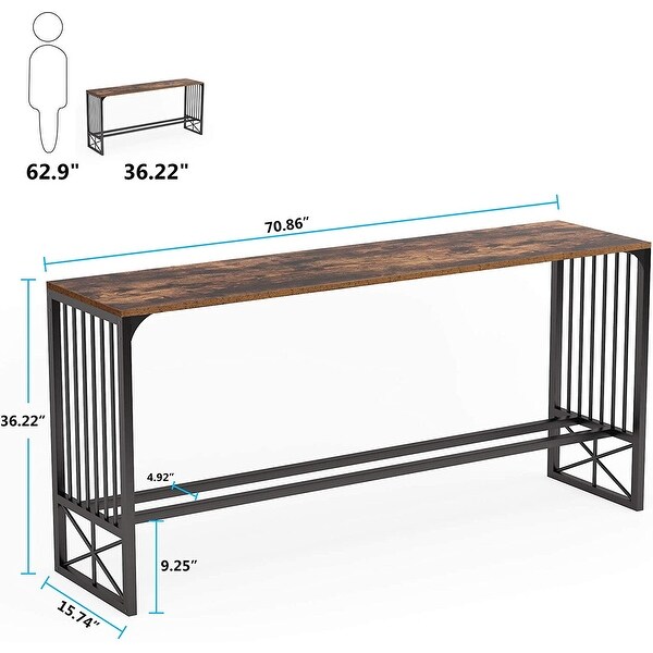 Brown Entryway Console Table 70.9 inch Long Narrow Sofa Table Behind Couch