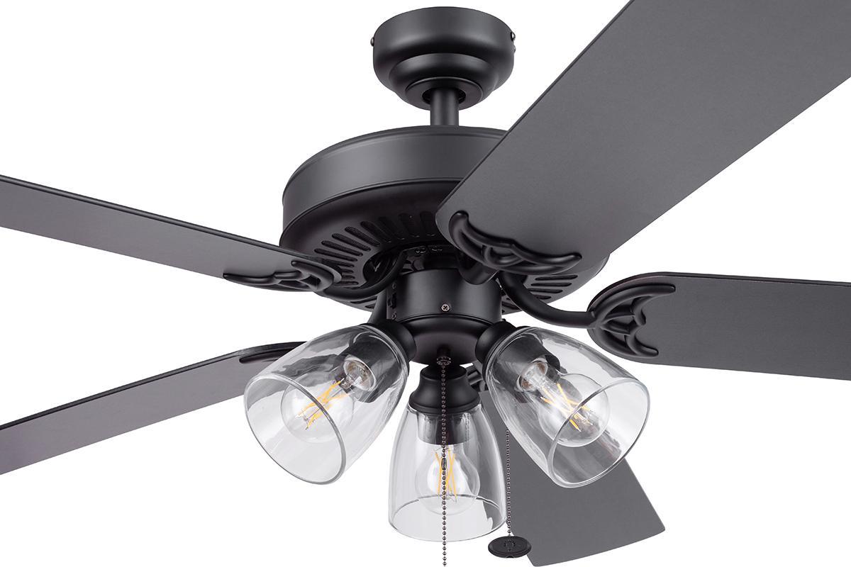 Better Homes and Gardens 52 5 Blade Matte Black Ceiling Fan with 3 Lights