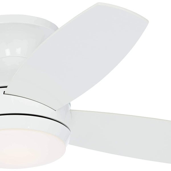 Elite Modern Industrial Hugger Low Profile Indoor Ceiling Fan with LED Light Dimmable Remote Control White Matte Opal Glass Shopping - The Best Deals on Ceiling Fans | 41540803