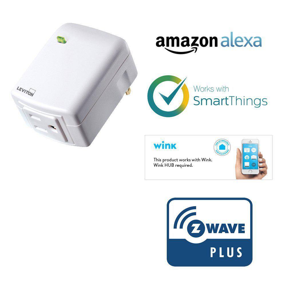 Leviton Decora Smart Plug-In Outlet with Z-Wave Technology White DZPA1-2BW