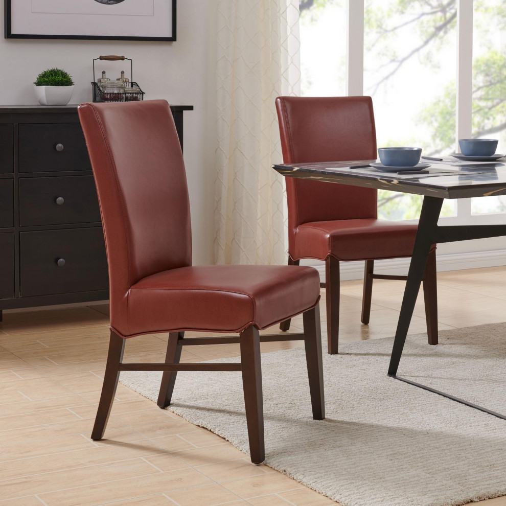 Ridge Bonded Leather Chair  Pomegranate (Set Of 2)   Contemporary   Dining Chairs   by Virgil Stanis Design  Houzz