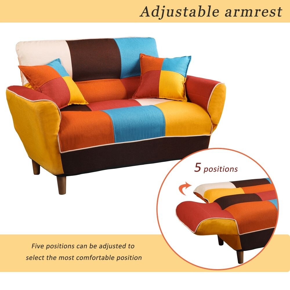 Abrihome Small Space Colorful Sleeper Sofa  Solid Wood Legs