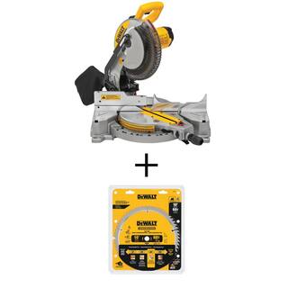 DW 15 Amp Corded 10 in. Compound Single Bevel Miter Saw and 20 Series 10 in. 60T Fine Finish Saw Blade DWS713WDW3106