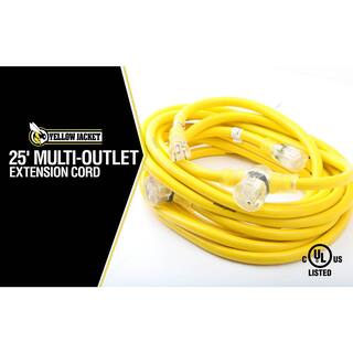 Yellow Jacket 25 ft. 123 STW Multi-Outlet (3) Outdoor Heavy-Duty Extension Cord with Power Light Plug 2830