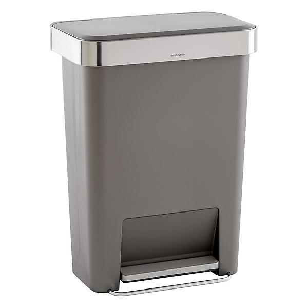 simplehuman Grey 12 gal Rectangular Trash Can with Liner Pocket