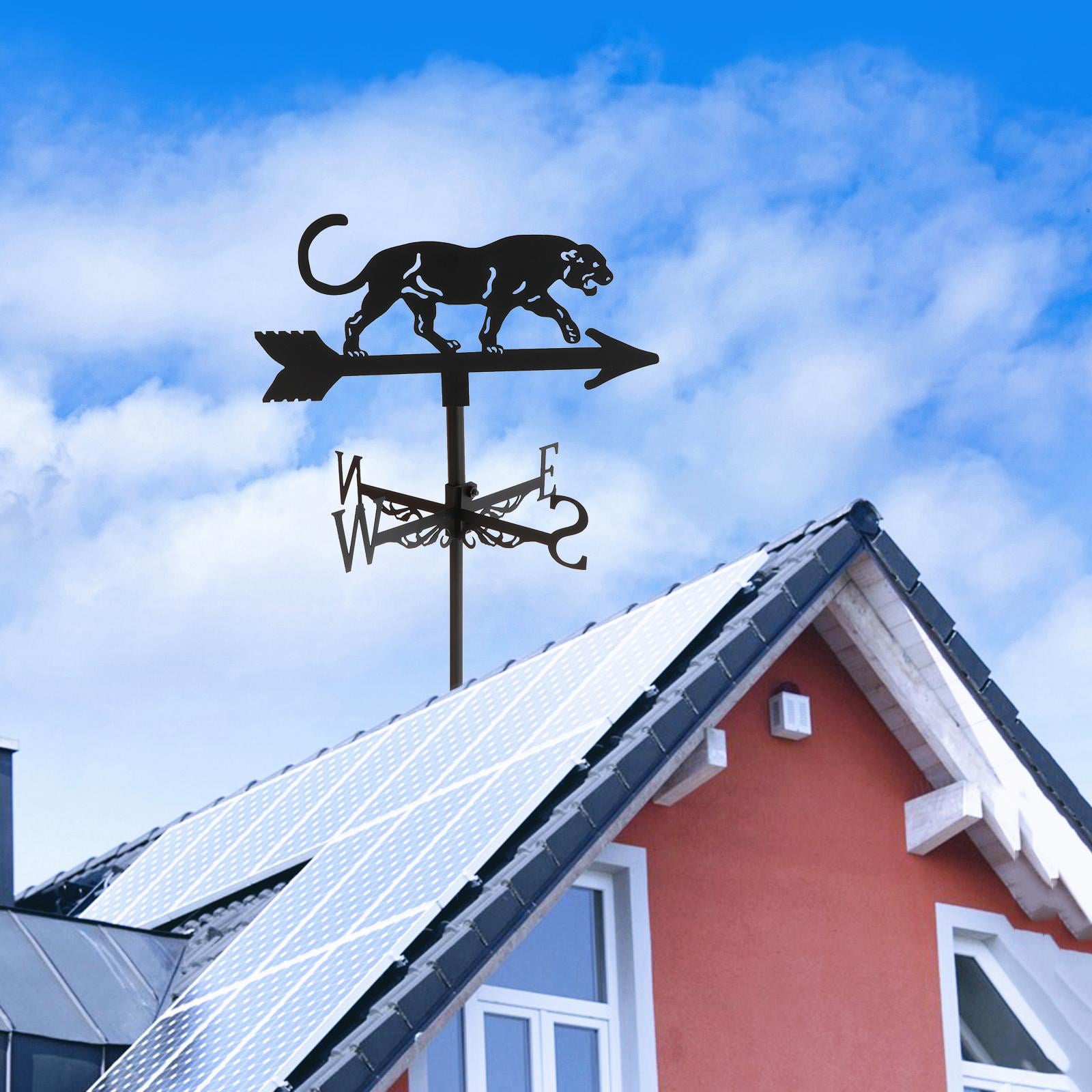 Leopard Weathervane Roofs Weather Vane Easy Assemble for Backyard Decorative Wind Direction Indicator Outdoor with Rust Coating Decor