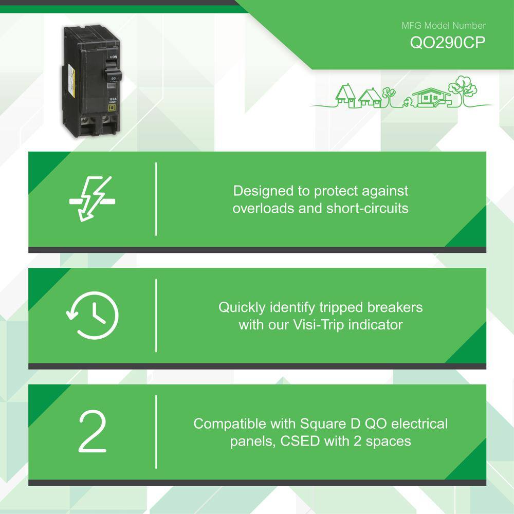 Square D QO 90 Amp 2-Pole Circuit Breaker QO290CP