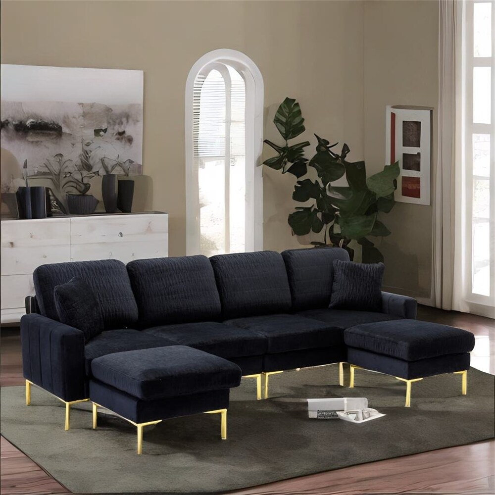 Velvet Living Room Sectional Sofa