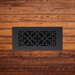 Reggio Registers Scroll Series 4 in. x 12 in. Cast Iron Grille Black without Mounting Holes 614-NH