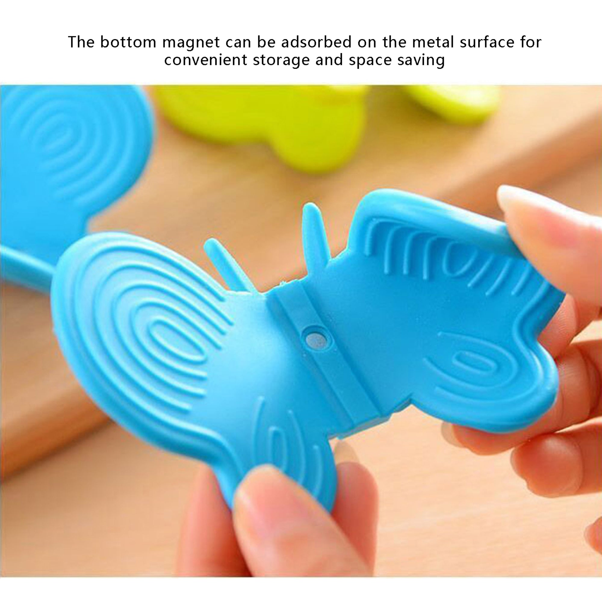 Silicone Butterfly Mini Silicone Oven Mitt， Magnetic Heat Resistant Gloves Cooking Pinch Grips for Kitchen Gadgets