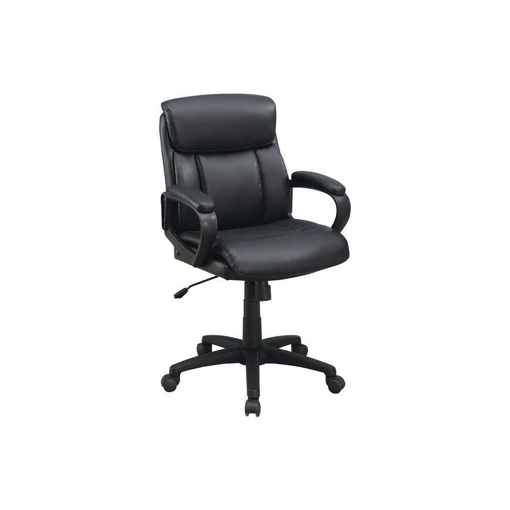 Faux Leather Upholstered Back Office Chair Ergonomic With Swivel And Height Adjustment  Bearing Weight 250lbs