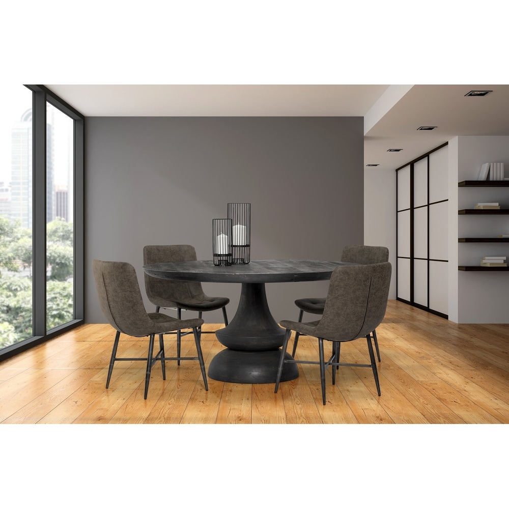 Crossman Grey Solid Wood Round Dining Table