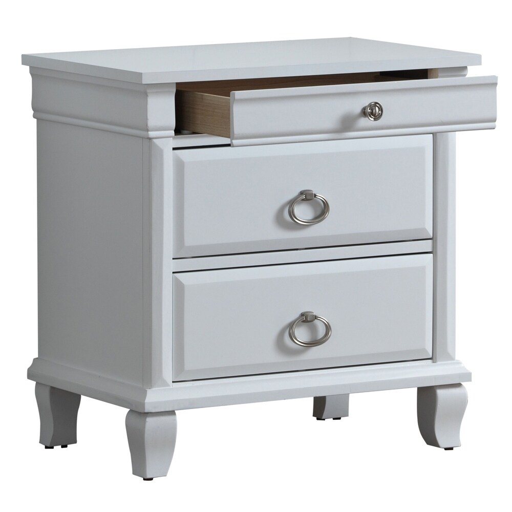 Triton 3 drawer Wood Nightstand