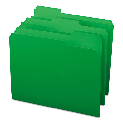 Smead Colored File Folders， 1/3-Cut Tabs， Letter Size， Green， 100/Box (12143)