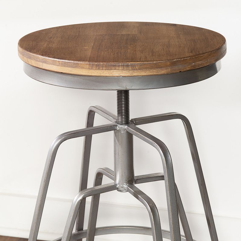 Linon Wood and Metal Industrial Adjustable Stool