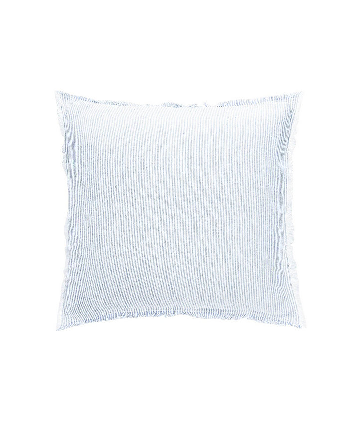 Anaya Home Sky Blue and White Striped Linen Euro Down Pillow