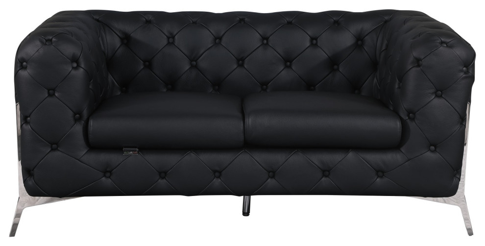 Angelica Italian Leather Loveseat   Midcentury   Loveseats   by Luxuriant Furniture  Houzz