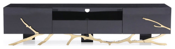 Melisa Modern Black and Gold TV Stand   Modern   Entertainment Centers And Tv Stands   by Virgil Stanis Design  Houzz