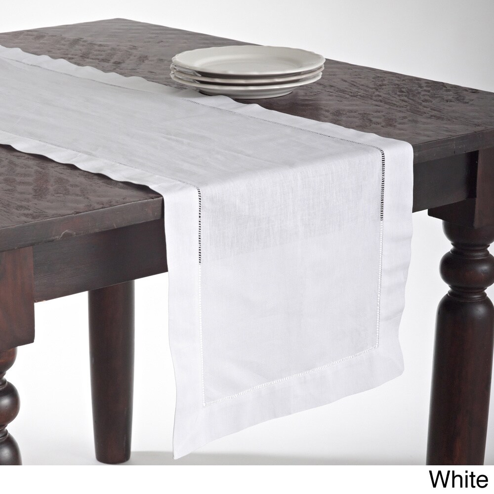 Hemstitched Linen Blend Table Runner