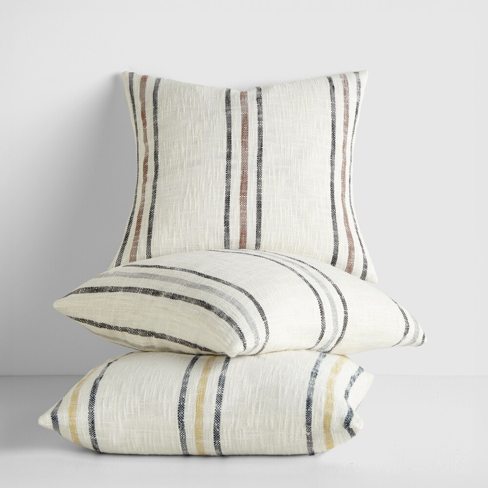 Yarn Dyed Cotton Decor Throw Pillow in Framed Stripe