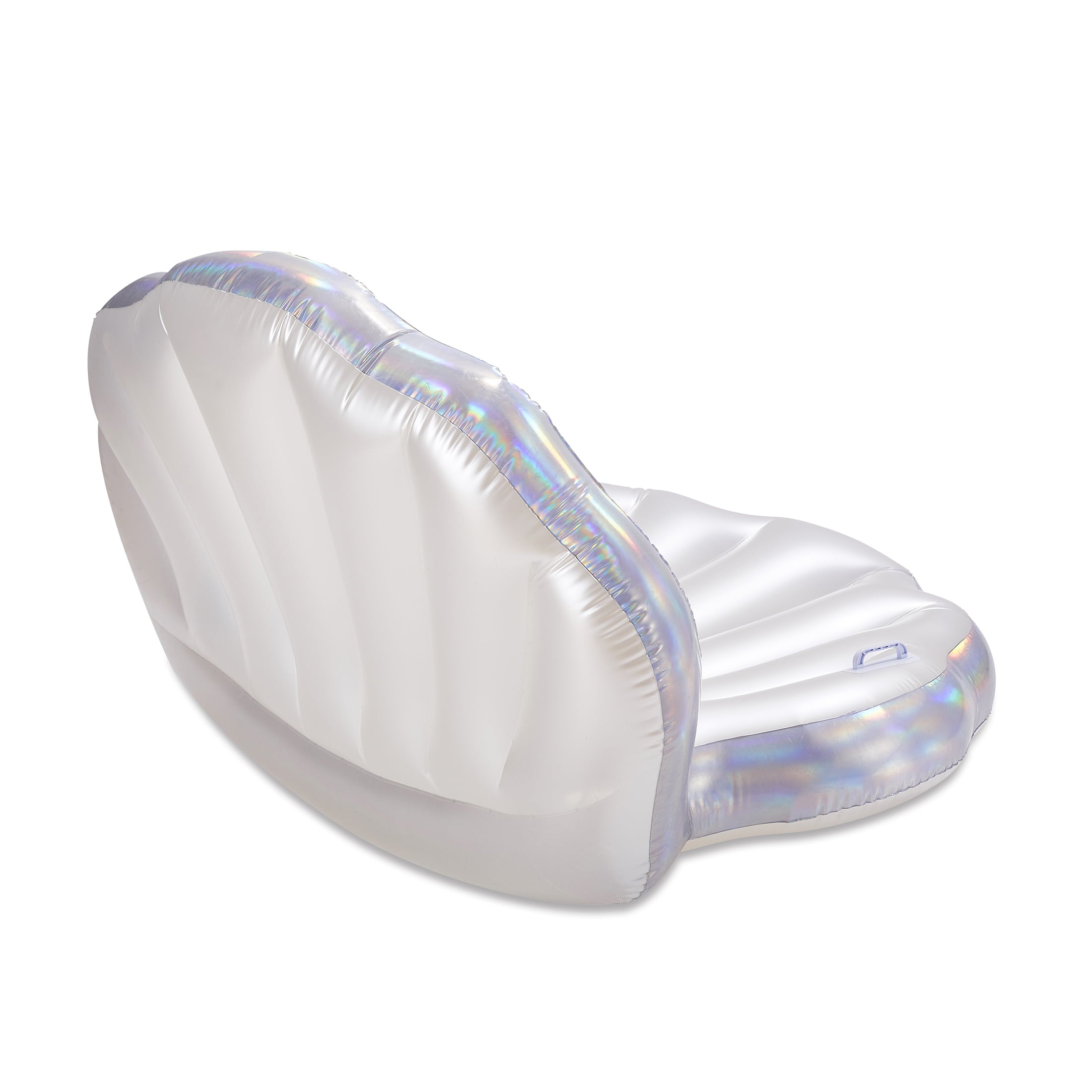 Play Day Inflatable Holographic Seashell Pool Float, Holographic Silver, for Adults, Unisex