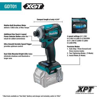 Makita 40V Max XGT Brushless Cordless 2-Pc. Combo Kit (Hammer Driver-DrillImpact Driver) 2.5Ah GT200D