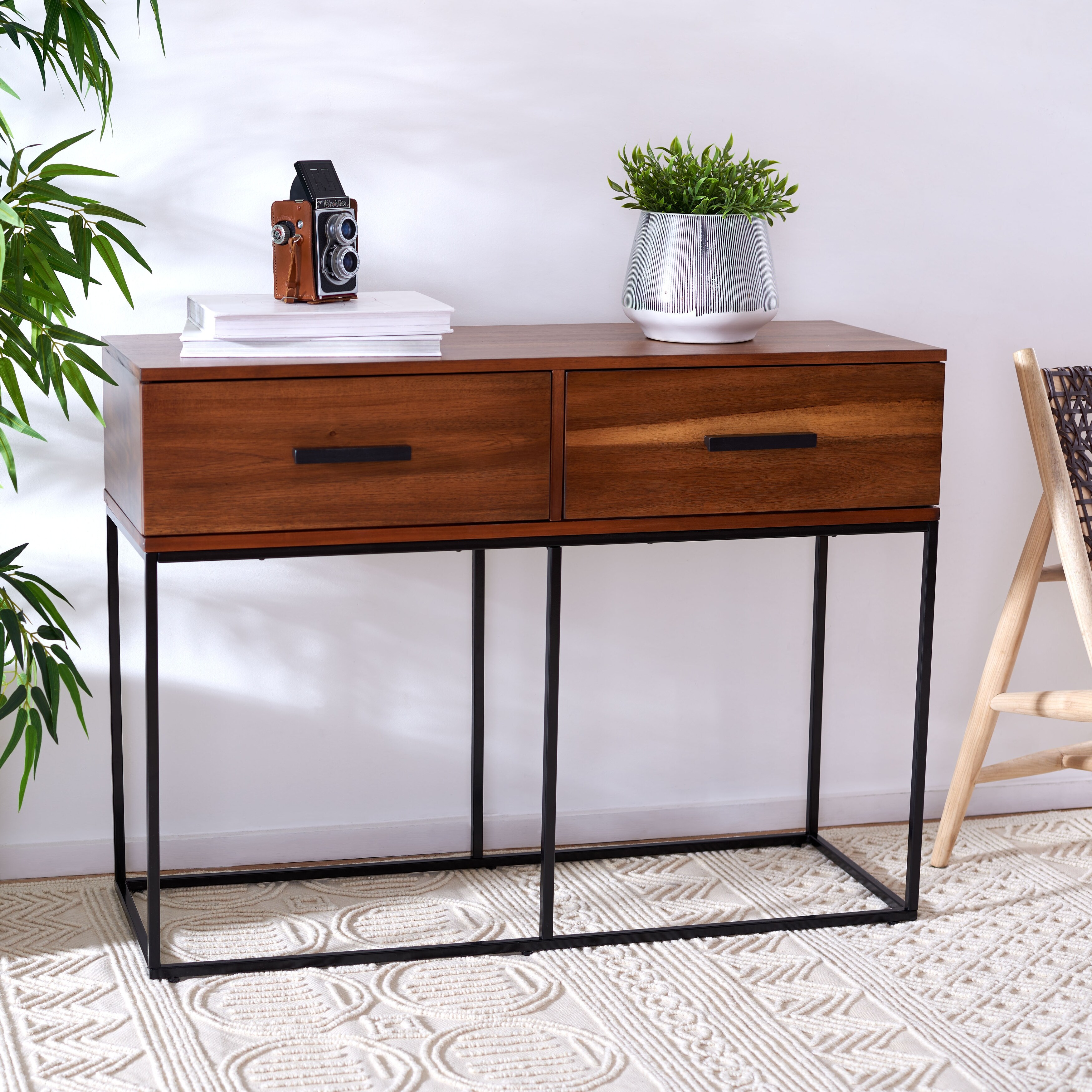 SAFAVIEH Marquise Brown/ Black 2-Drawer Console Table - 42