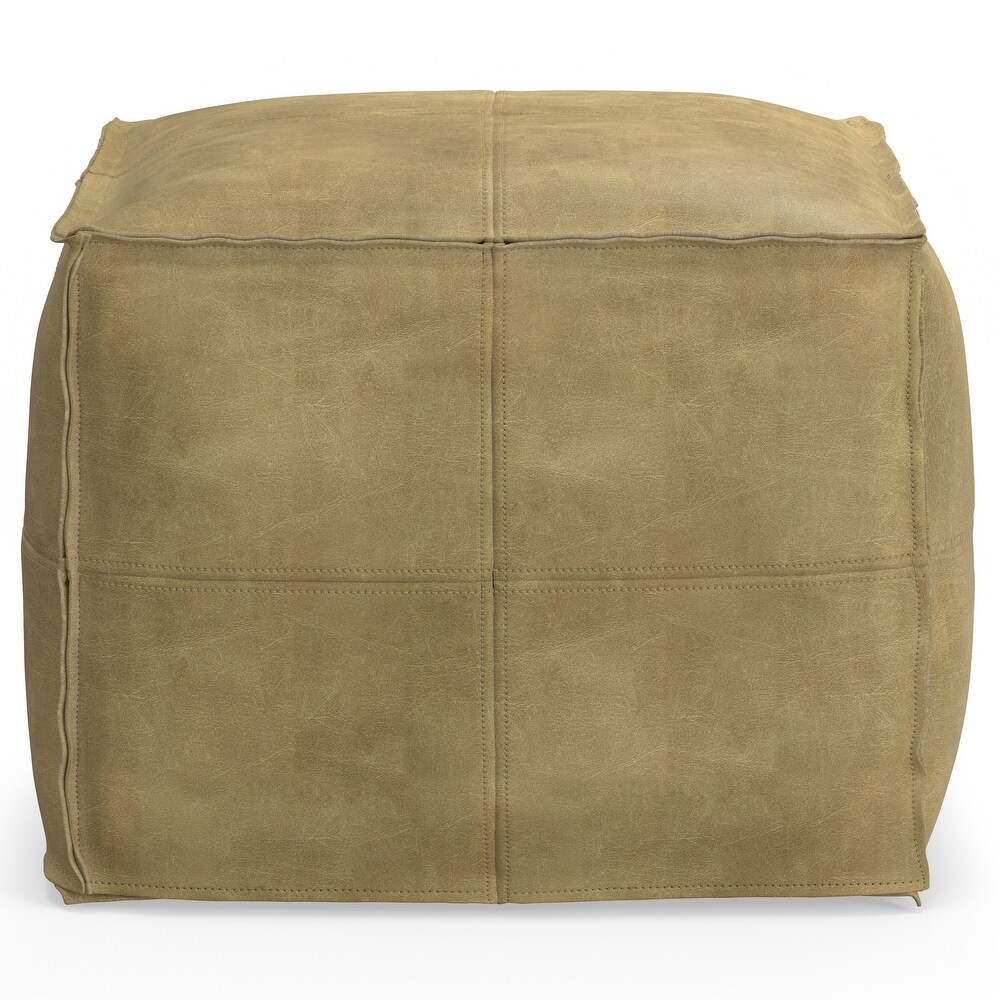 WYNDENHALL Erving Boho Square Pouf in Leather