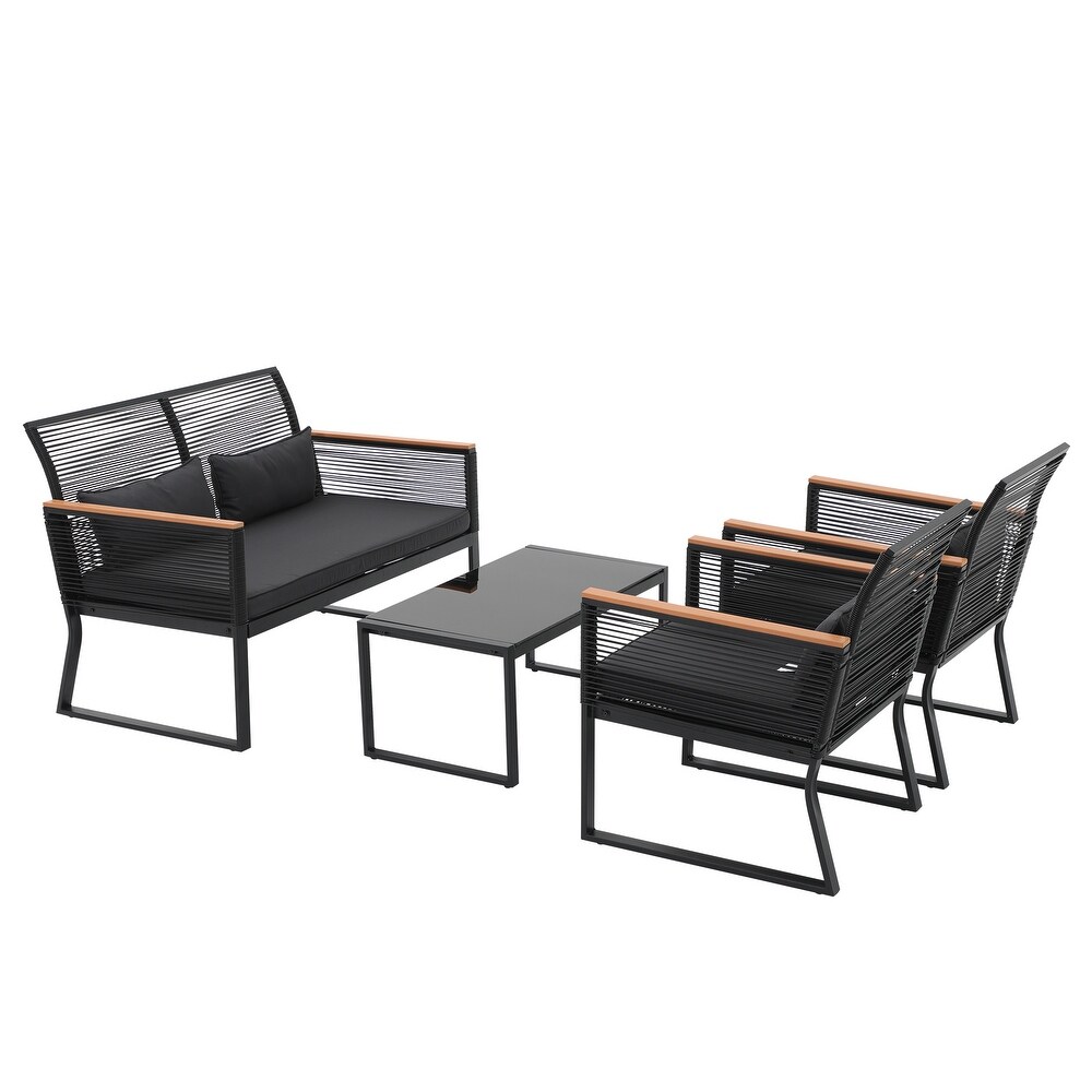 Outdoor 4 piece Wicker Patio Conversation Set