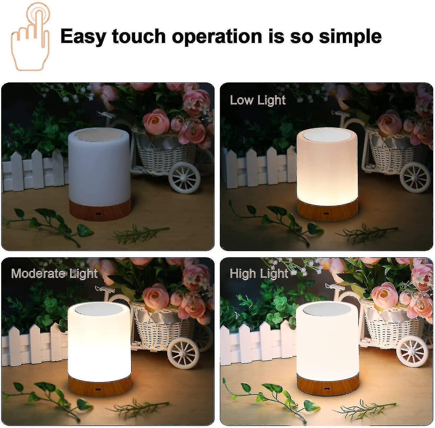 Led Bedside Lamp， Dimmable Atmosphere Table Lamp For Bedroom Living Room